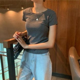 送料無斁E韓国 トップス TシャチE半袁E夁E1