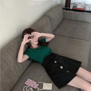 送料無料 韓国 ツーピース Tシャツ スカート 夏 半袖