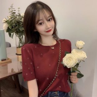 送料無斁E韓国 トップス TシャチE半袁E夁E花柁E1