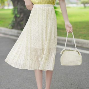 送料無斁E韓国 スカーチEプリーチEハイウエスチEレトロ ミドル丁E1