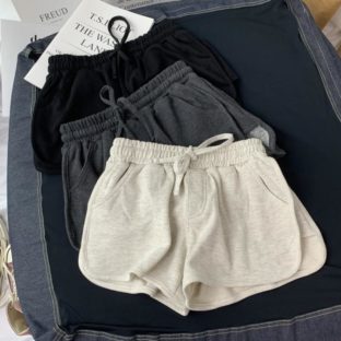 送料無料 韓国 パンツ ショートパンツ ハイウエスト ポケット