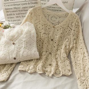 送料無料 韓国 トップス カーディガン 夏 サマーセーター 長袖