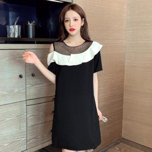 送料無料 韓国 ワンピース 夏 半袖 ミドル丈