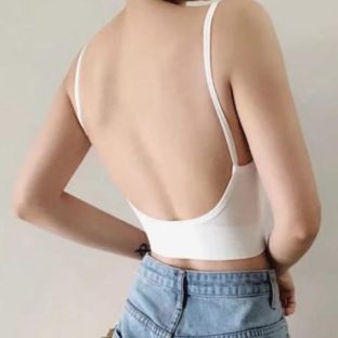 送料無斁E韓国 トップス バックレス キャミソール