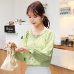 秋物のレディースシフォンシャツ