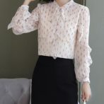 レディース長袖シフォンシャツ