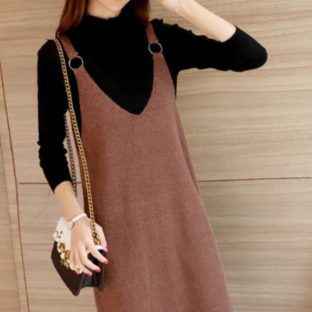 送料無料 韓国 ツーピース トップス 春 秋 セーター オールインワン スカート