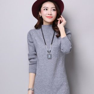 送料無料 韓国 ワンピース 秋 冬 プルオーバー ハイネック 長袖