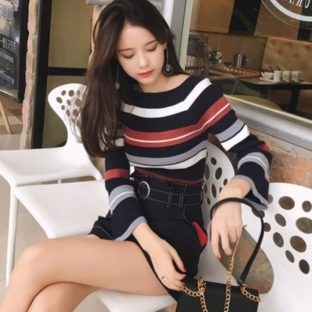 送料無斁E韓国 トップス セーター 私E冬 長袁E1