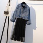 レディース秋用のデニムジャケットとワンピース