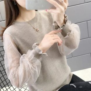 送料無斁E韓国 トップス セーター 長袁E私E冬 ランタンスリーチE1