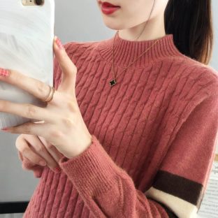 送料無斁E韓国 トップス セーター 私E冬 長袁Eハイネック