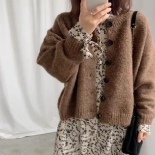 送料無料 韓国 トップス カーディガン セーター 秋 冬 長袖 ゆったり