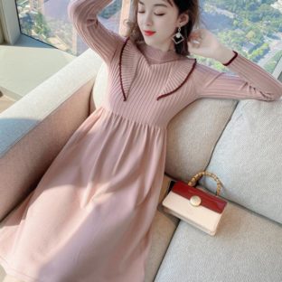 送料無料 韓国 ワンピース 秋 冬 ニット セーター スリム