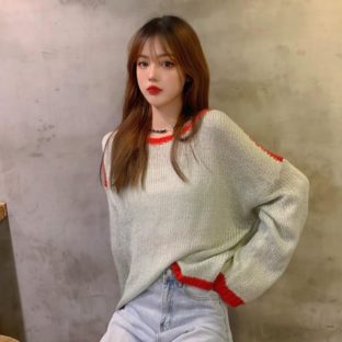 送料無斁E韓国 トップス セーター 私E長袁Eルーズ