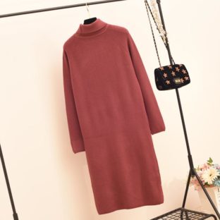 送料無料 韓国 ワンピース ハイネック セーター 秋 冬 ラグランスリーブ ¥ 6,3005%OFF