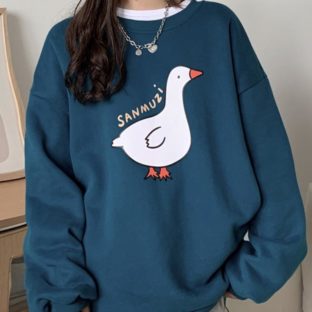 送料無料 韓国 トップス 秋 冬 ラウンドネック アヒルさん