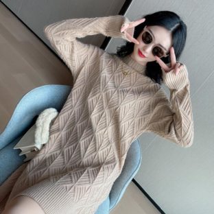 送料無料 韓国 ワンピース 秋 冬 ミドル丈