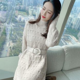 送料無料 韓国 ワンピース 秋 冬 ニットセーター レトロ