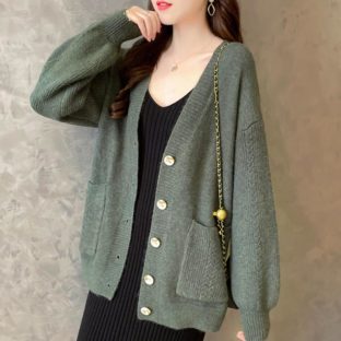 送料無料 韓国 トップス 秋 カーディガン ラグランスリーブ