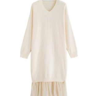 送料無料 韓国 ワンピース 秋 冬 ロングスカート セーター ニット