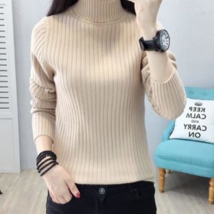 送料無斁E韓国 トップス セーター タートルネック 冬 裏起毁E1