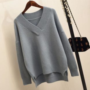 送料無斁E韓国 トップス セーター 私E冬 Vネック