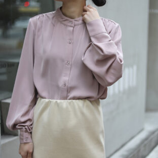 【トップス】 バンドカラーチュニックシャツ No.0005