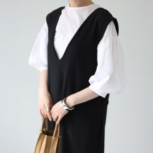 【ワンピース】 Vネック ノースリーブ ワンピース No.0004